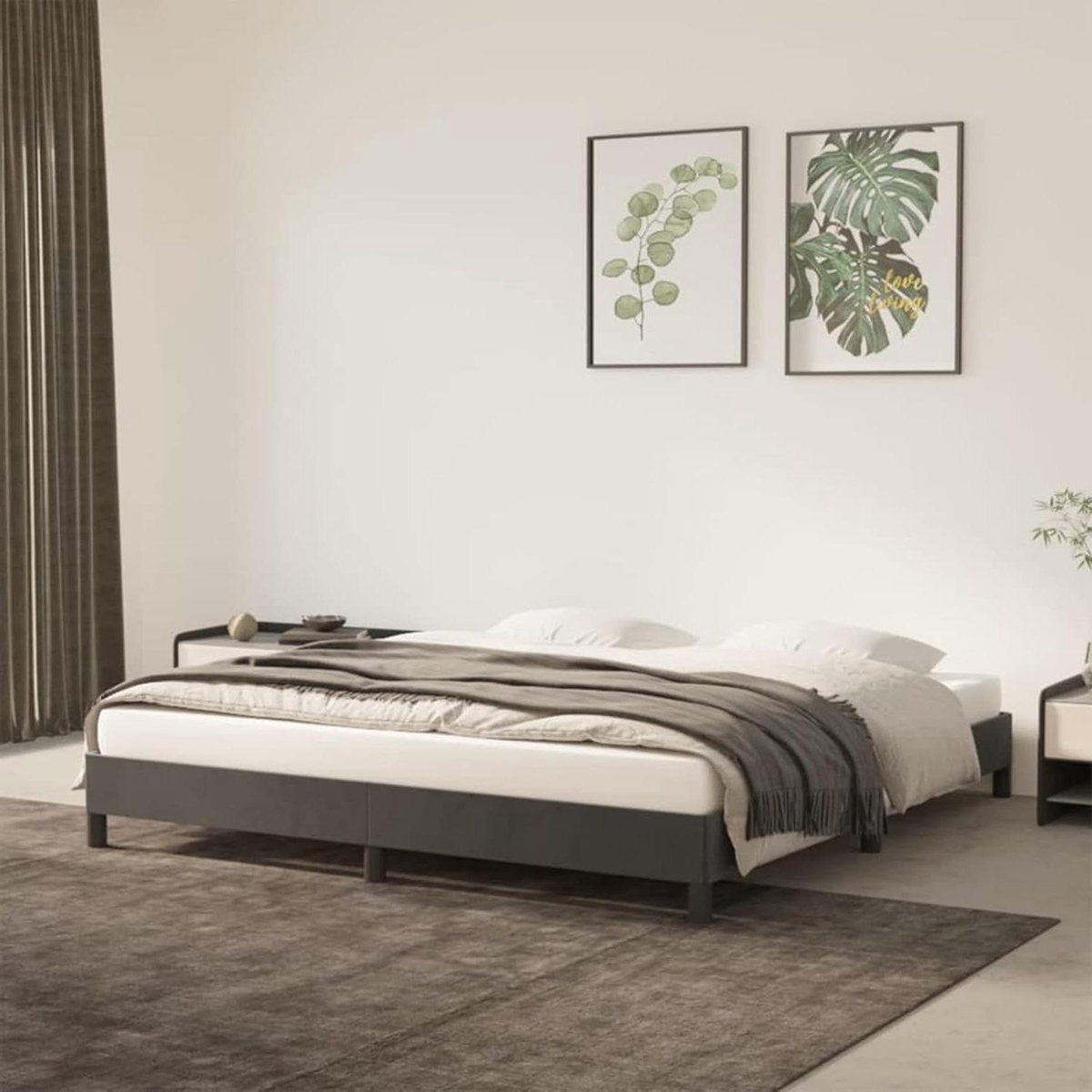 Gestoffeerd Bedframe - Luxe Slaapbank - Ontspannen Slapen - Zacht Fluweel - 180x200 cm - Donkergrijs