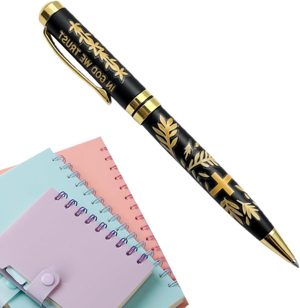Bijbel stiften - Religieuze pennen - Spiritueel notities - Geëtste spirituele boodschap - 15 cm pen - Bruin Zwart