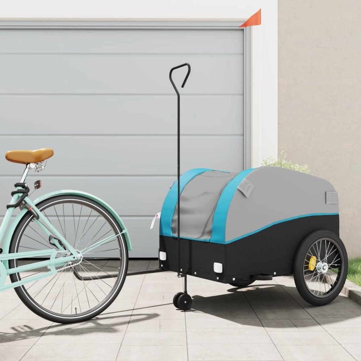 Fietskar - Vrachtkar - Zware Lasten Vervoeren - Stevig Ijzeren Frame - 45 kg Belastbaar - Zwart Blauw
