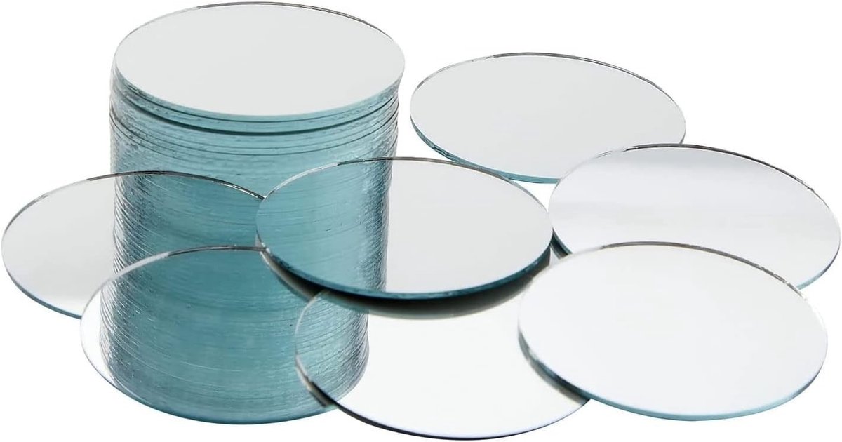 Set van 20 zelfklevende spiegeltegels van 8 cm - DIY frameloze spiegels voor wanddecoratie in slaapkamer en woonkamer