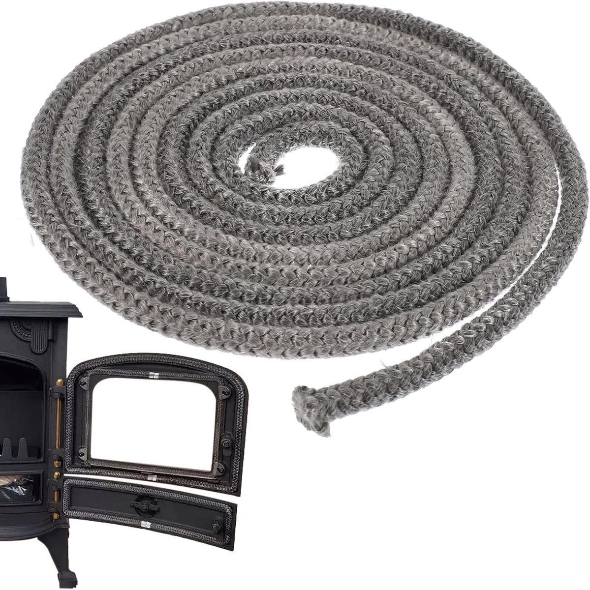 Sealing cord en tape voor verwarming, 8 mm x 2,5 m, afdichtlijn voor openhaarddeuren en kachels