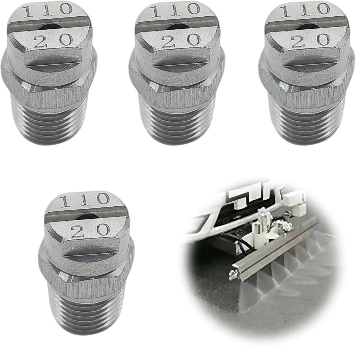 Set van 4 Stuks Hoge Druk Spuitmondjes en Vloerreiniger met 110 Graden en 2.8 mm Gat voor Efficiënte Reiniging