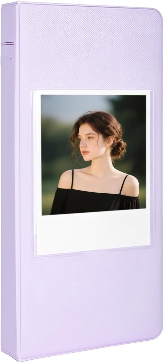 Fotoalbum met 64 vakken voor Instax en Polaroid foto's, ideaal fotoboek voor 3,5 x 4,2 inch afdrukken, paars ontwerp en stevig PP materiaal