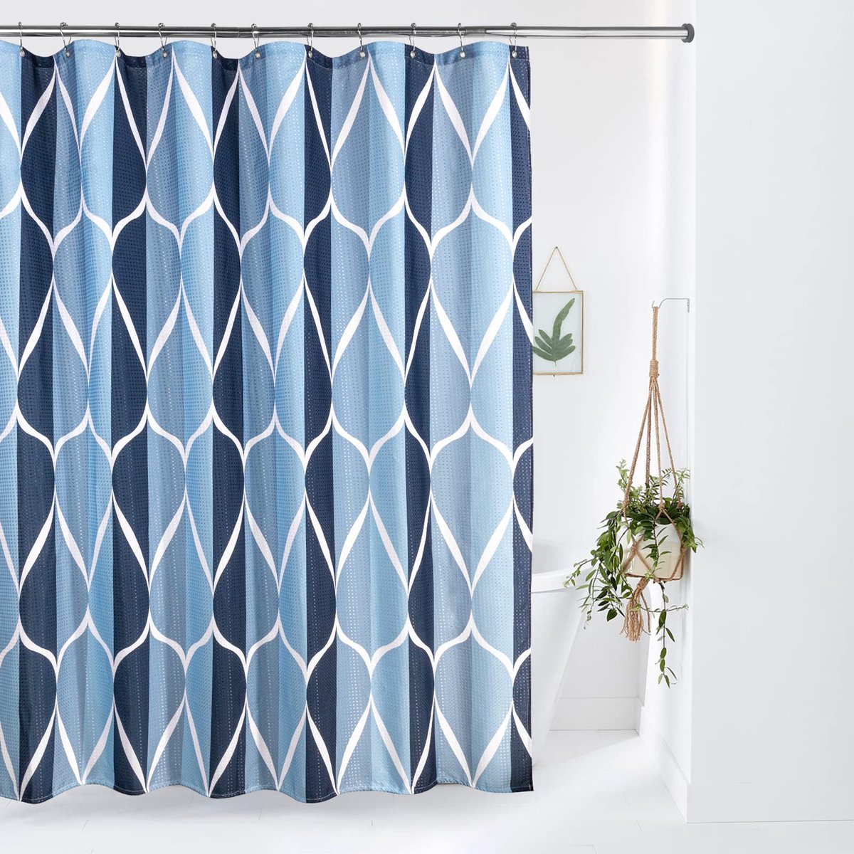 SnelShoppen - Douchegordijn Geometrisch Waterdicht met Metalen Douchegordijnringen - Anti-schimmel Stoffen Textiel Badkamer Gordijn Zwaar Badgordijn 1