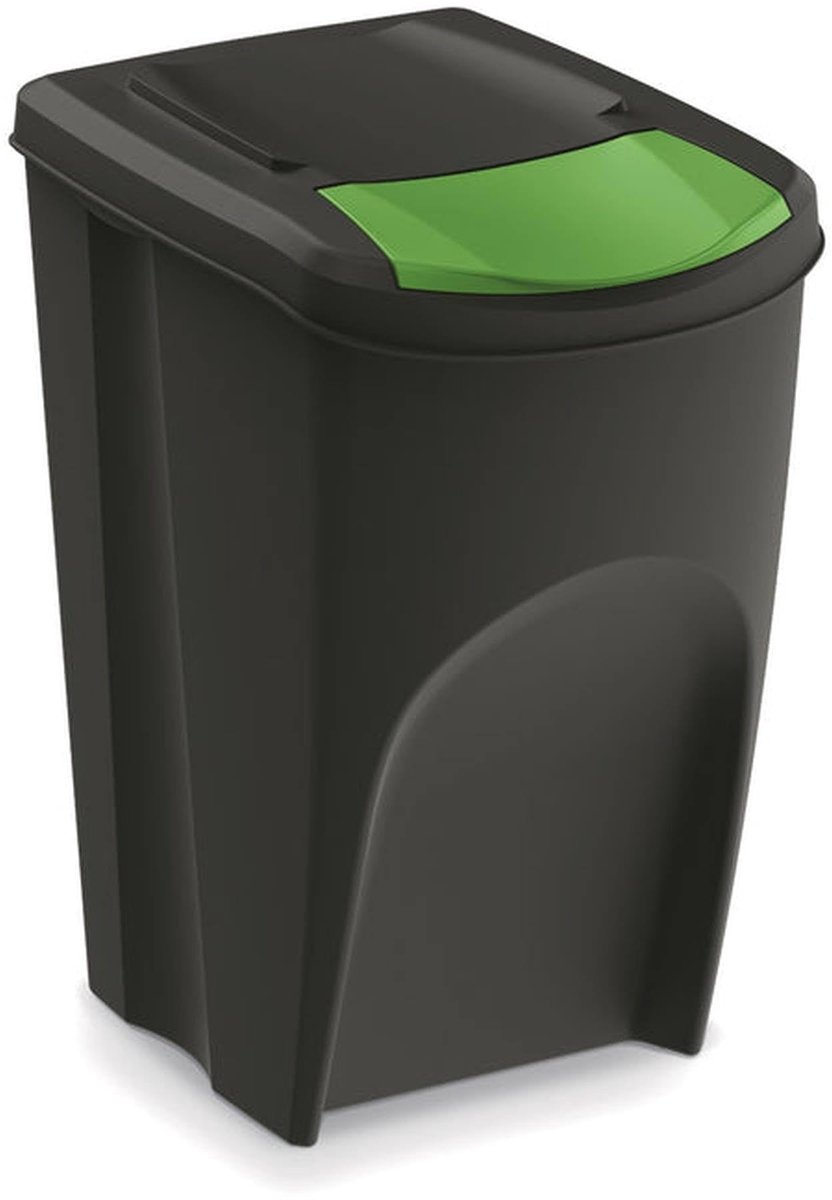 SnelShoppen - Afvalbakken 4 x 35 liter, 100% gerecycled kunststof, zwart, perfecte prullenbakken voor keuken, tuin, feest, camping en meer