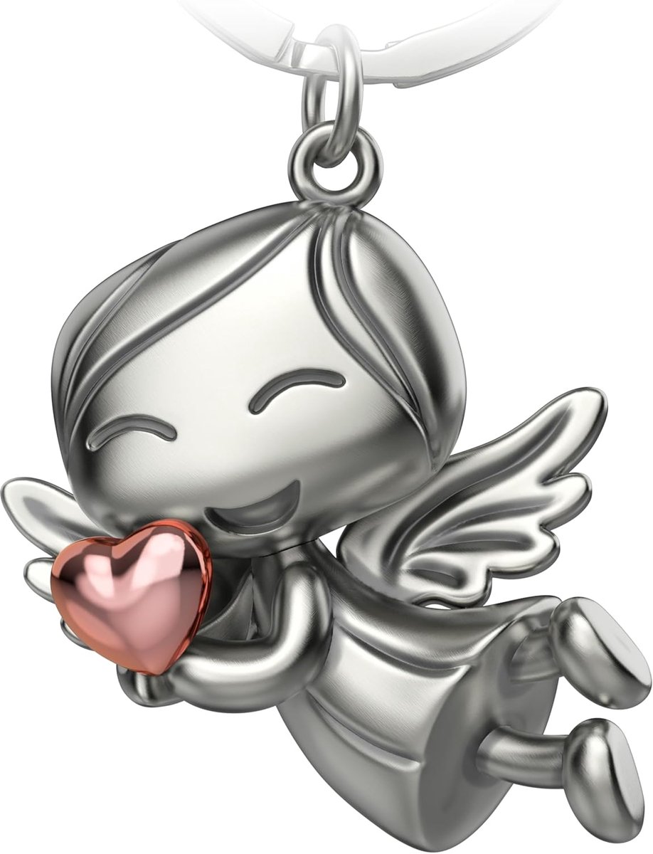 Beschermengel sleutelhanger Lucky met hart - engel geluksbrenger sleutelhanger liefde - geschenk beschermengel geluksbrenger - engel met hart als cadeau-idee voor vriendin