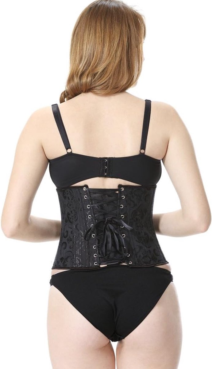 Vrouw Gothic Korset Naakte Borst Schede Platte Buik Afslanken Lingerie met Lint Kant Middeleeuwse Victoriaanse Stijl