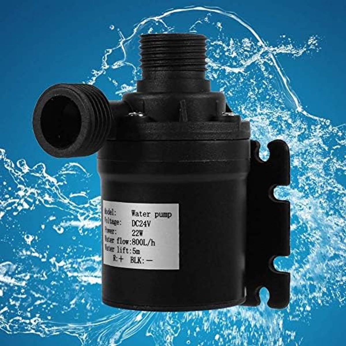 Waterpomp, DC 24 V, borstelloze motor, dompelpomp met laag geluidsniveau voor aquarium, fontein, visvijver, industrie, wetenschappelijk onderzoek, circulatie, 800 l/u, 5 m