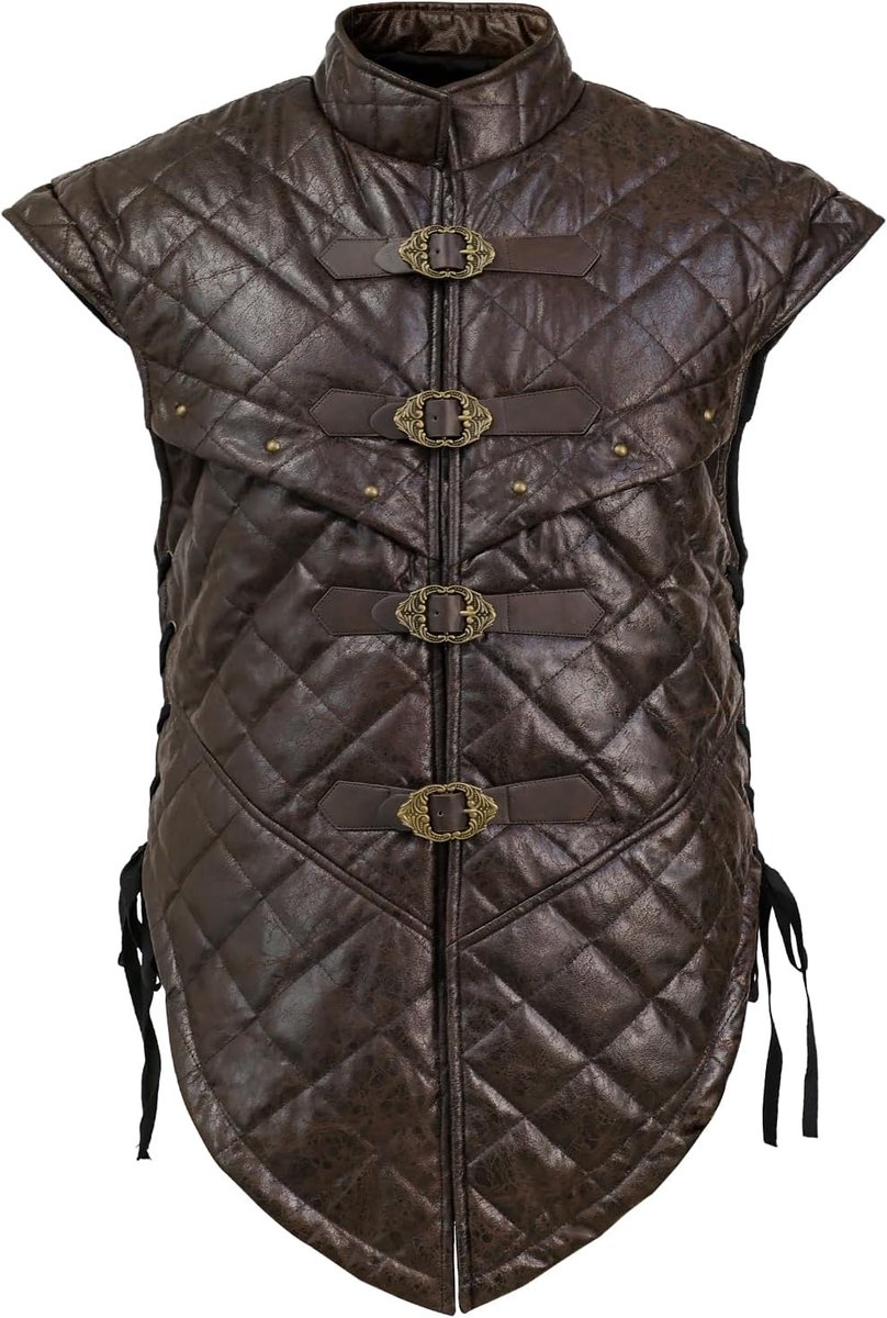 Middeleeuwse Suède Vest zonder Mouwen - Ajustabele Riemen Tuniek voor Piratenkostuum, Renaissance Kleding en LARP Body Armor