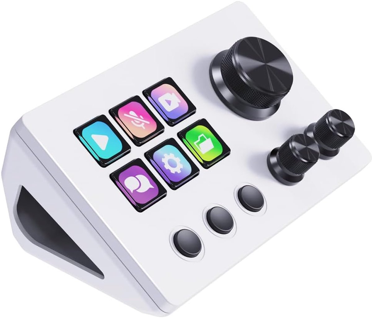 N3 Macro Keypad met 6 LCD-shortcut-toetsen, 3 knoppen & 3 draaiknoppen, programmeerbaar Stream Control Deck voor Streaming (YouTube, OBS, Twitch), contentcreatie (Adobe) & Gaming (Mac/PC)