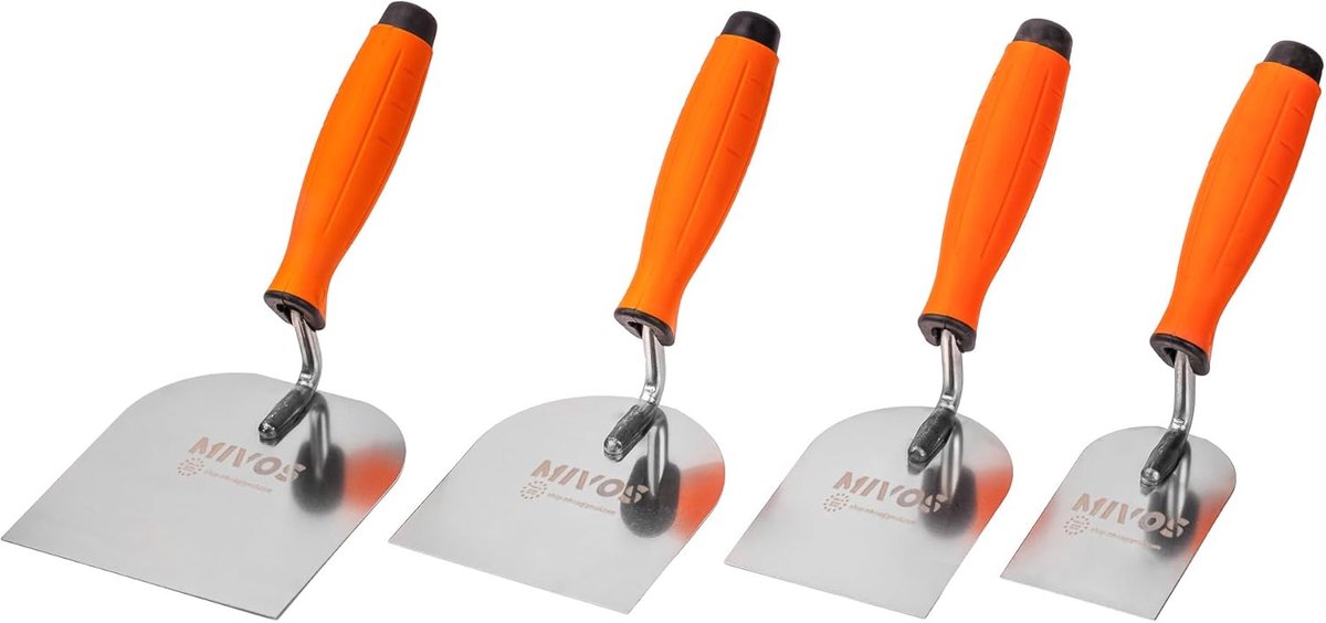SnelShoppen - Stucatorlepelset 4-delig - Roestvrijstalen Stucateurspatels 60 mm 80 mm 100 mm 120 mm met Softgrip - Gips Troffel Set voor Metselwerk -