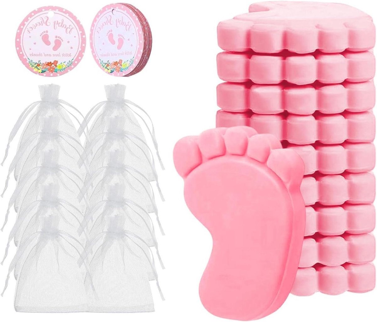 Handgemaakte Zeep - Gastgunsten Zeepjes - Feestelijke Herinneringen - Geurende Voetvorm - 10 Sets - Roze