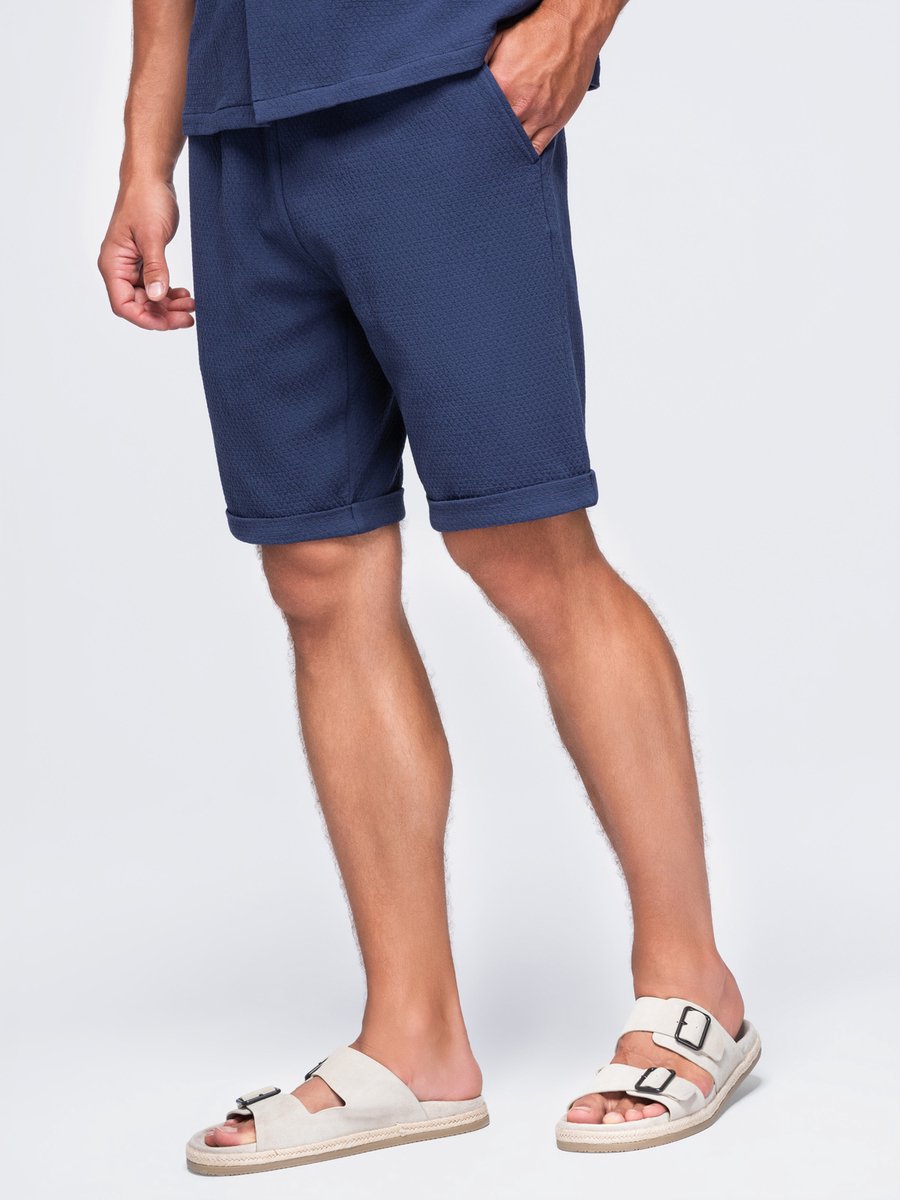 OMBRE Korte broek - Regular Fit - Katoen - Effen Marine L