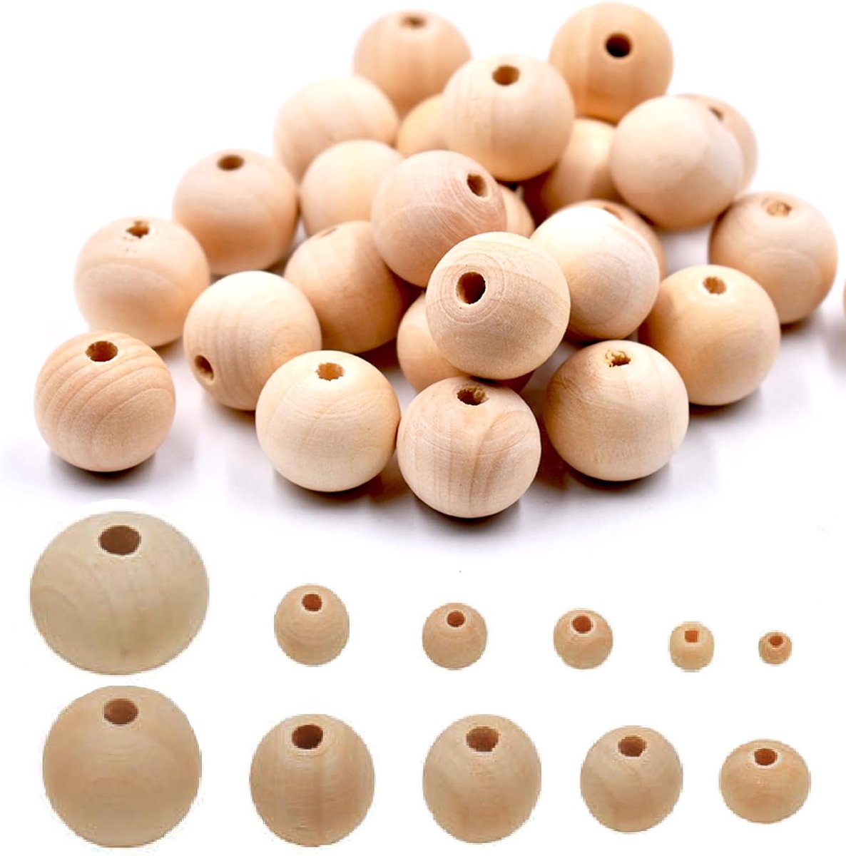 Kralen 25 mm - Voor Macramé, Rijgen, Doe-Het-Zelf Knutselwerk, Decoraties en Sieraden - Met Gat, Rond
