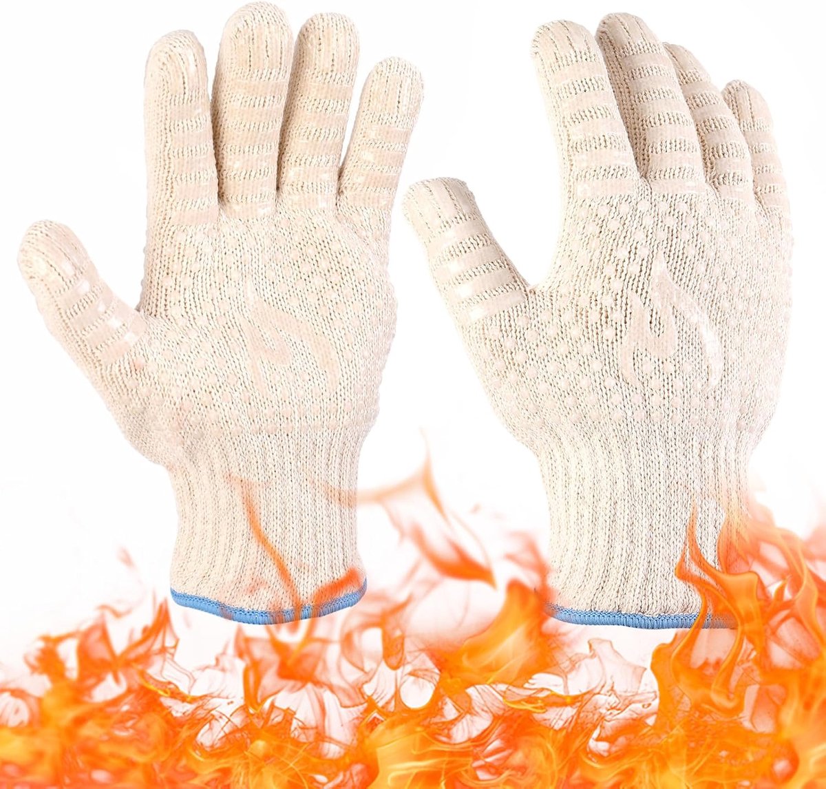 Handschoenen, ovenwanten met antislip siliconen grillhandschoenen, hittebestendig, ovenwanten, ovenwanten, voor keuken, potten, barbecue, bakken en koken