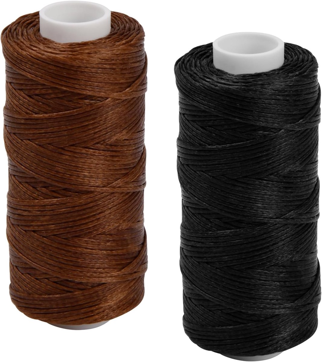 150D, wasdraad, 50 m, leren naaigaren voor boekbinden, lederhandwerk, naaien, sieraden maken en handnaaien (zwart + bruin)