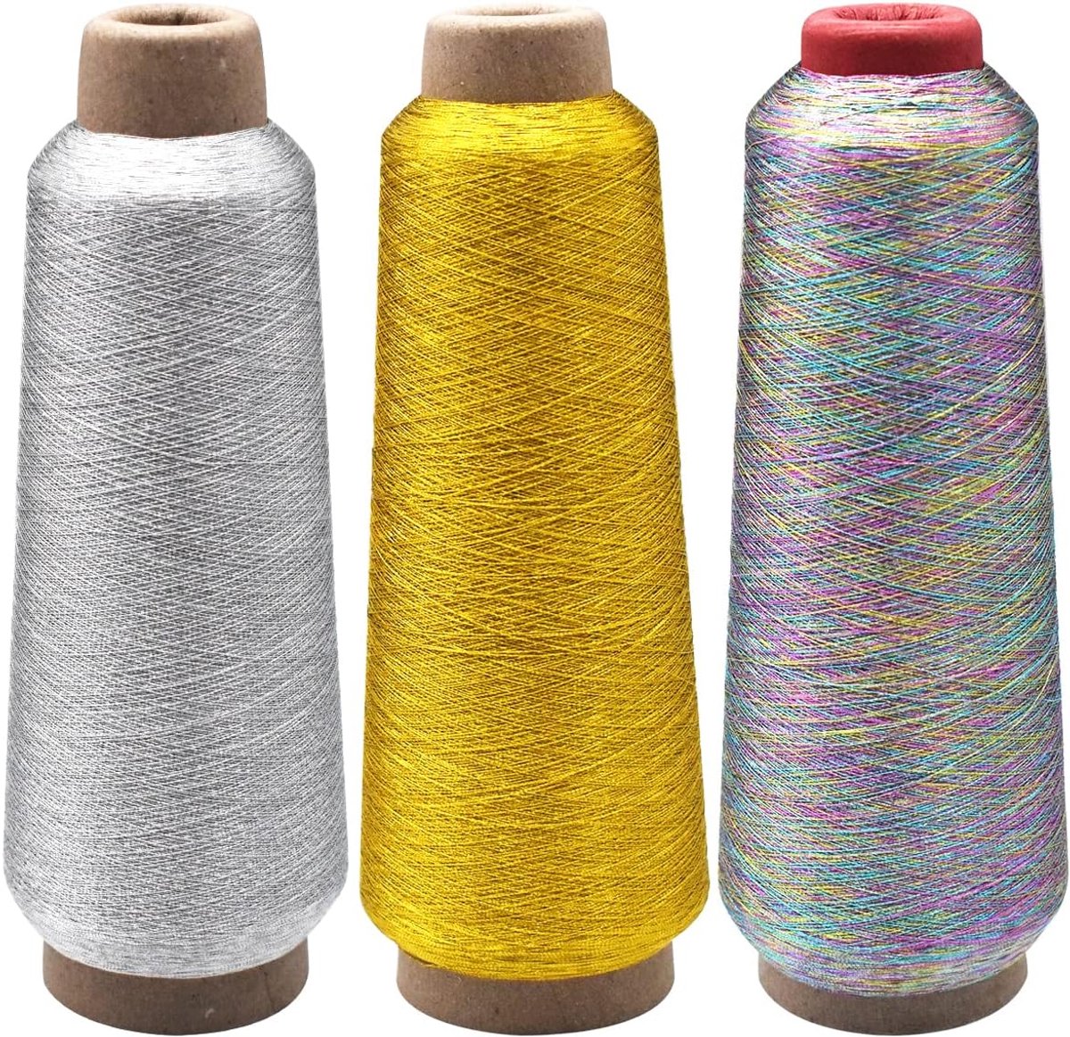 machineborduurgaren, RoadLoo 3 stuks naaimachinegaren 3200m Polyester Machineborduurgaren Enorme Spoel voor Geautomatiseerd Borduren en Decoratief Naaien Goud Zilver en Groen