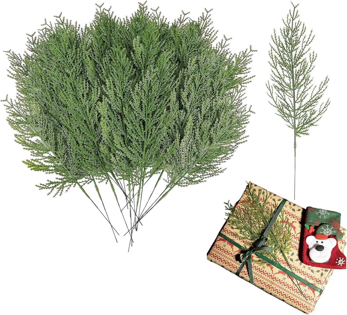 31 stuks decoratieve dennentak, kunstdennentak, kunsttakken, kersttak, natuurlijk, kunsttakken voor Kerstmis, tuin, doe-het-zelf, slinger, deur, cadeau (A)