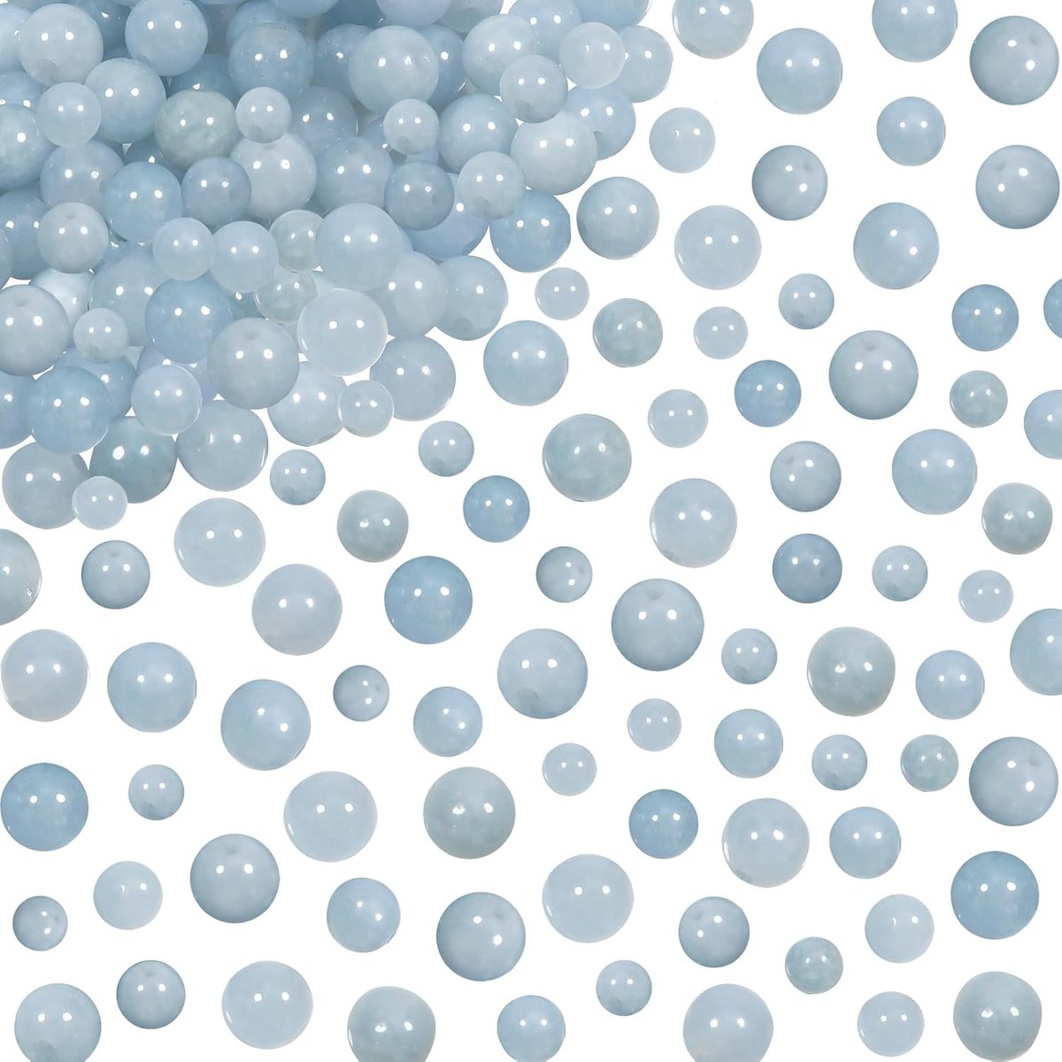 100 stuks 4 mm 6 mm 8 mm Natuurlijke Edelstenen Kralen Blauwe Chalcedon Ronde Losse Kralen met Gat voor Sieraden Knutselen doe-het-zelf Armbanden Halskettingen
