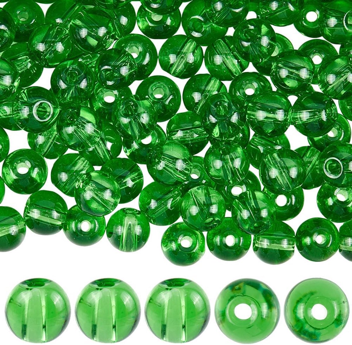 1 doos 250 stuks 6 mm ronde groene glazen kralen glazen spacer kralen kleine bal kristal lampwork gladde losse spacers findings accessoires voor het maken van sieraden armbanden kettingen