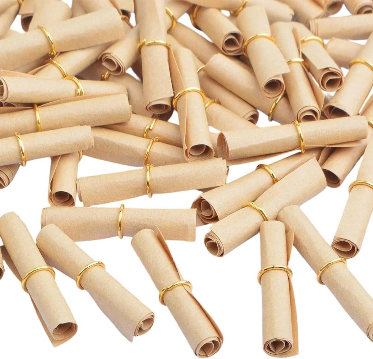 100 mini-kaarten van kraftpapier met ring voor het schrijven van berichten, cadeau-ideeën, Valentijnsdag, verjaardag, loterij, doe-het-zelf (bruin)