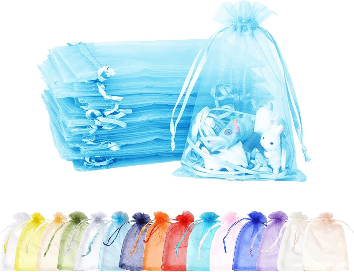 geschenkzakjes, 9 x 12 cm, kleine bruiloftszakjes voor sieraden met trekkoord, netvormige snoepzakjes voor verjaardag, bruiloft, Kerstmis, cadeauverpakking