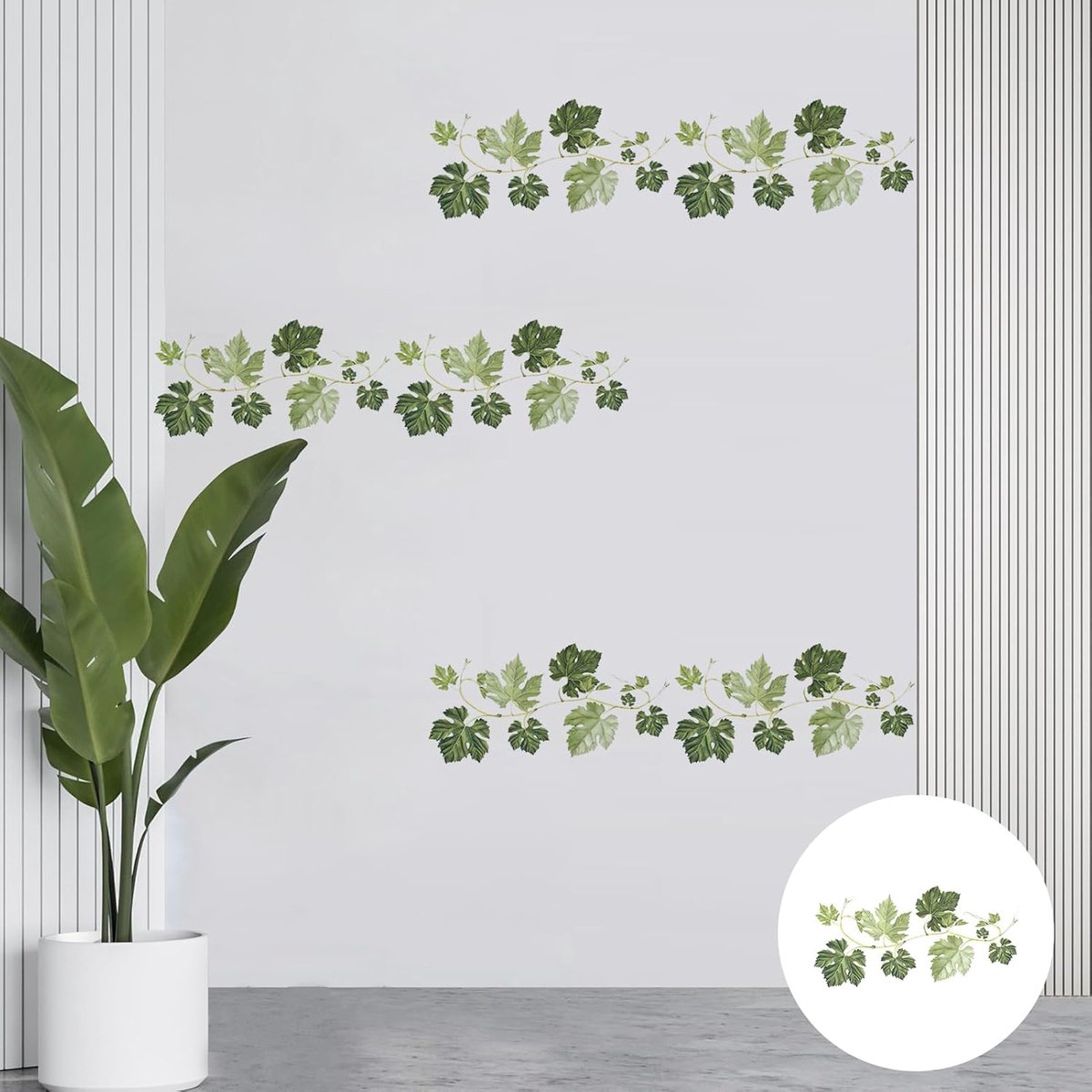Muurstickers, zelfklevende groene plant decoratieve muurstickers klimop gebladerte muurschilderingen, herbruikbare plantenstickers ranken rand voor keuken woonkamer decoratie bank tv