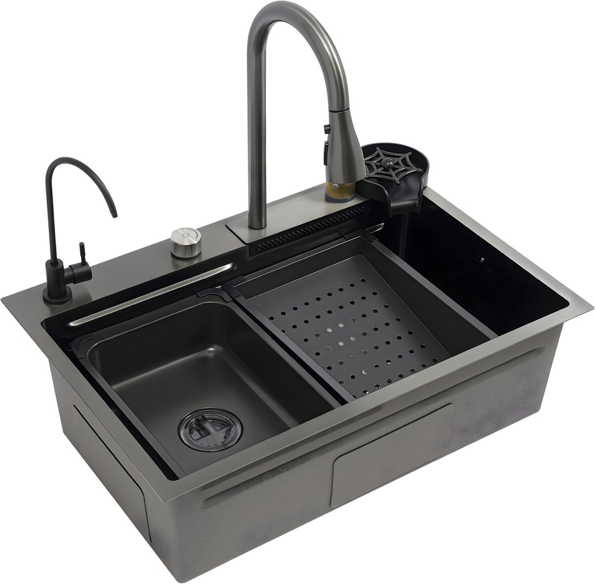 RVS Spoelbak Deluxe - Uittrekbare Kraan - Werkbladmodel - 68×45×21 cm