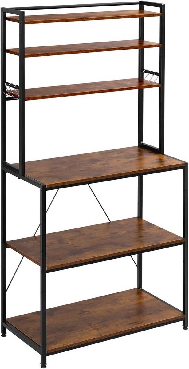 SureDeal® - Keukenplank - Planken - Haken - Metalen - Gefabriceerd hout - 80x40x167 cm - Zwart