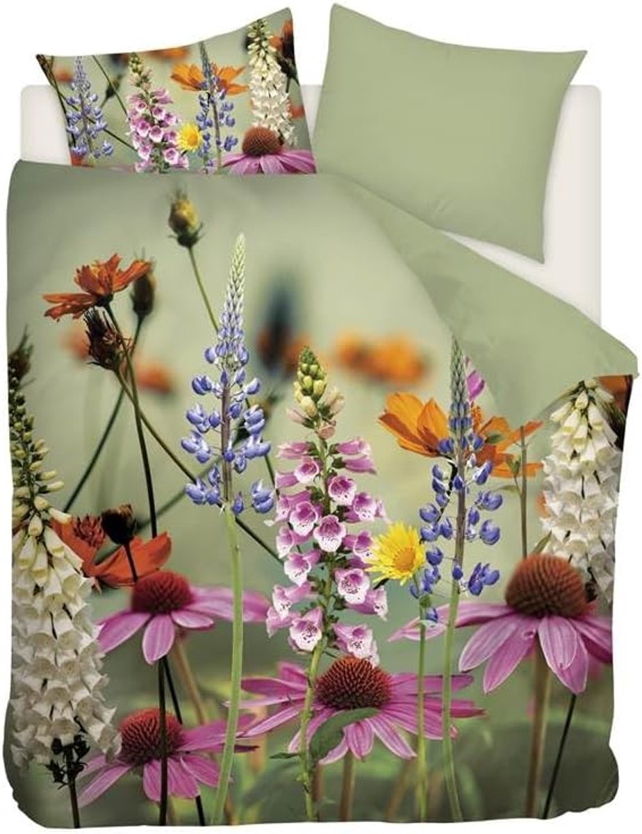 Foxglove - Katoen-satijn - Dekbedovertrek - Lits-jumeaux - 260x200/220 cm + 2 kussenslopen 60x70 cm - Groen