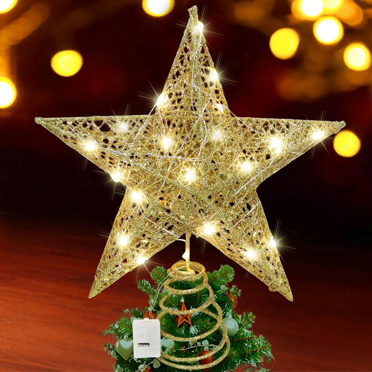 ster, kerstboomtoppers ster, kerstboomtopper, glinsterende kerstdecoratie LED kerst boomtopper, kerstboomtoppers sterren voor kerstboom feestelijke huisdecoratie