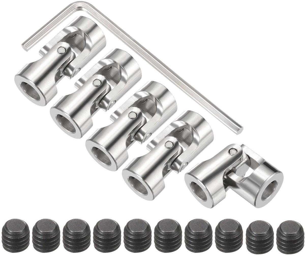 5 stuks 5 mm tot 5 mm ID, universele scharnieraskoppeling, L23XD11, metaal, 45° graden rotatieafdichtingen, koppeling met schroeven, sleutelset voor auto, model boot