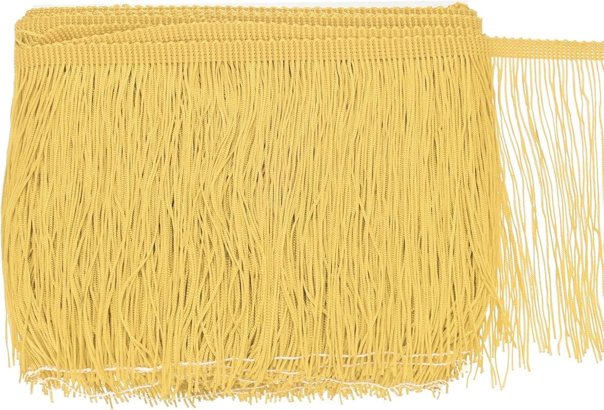 METERXITY Chainette franjes, 10 meter polyester vlecht kwastjes trim voor doe-het-zelf ambachten/Latijnse jurk/lampenkap decoratie/trouwjurk/naaien/kleding franje garen [goud]