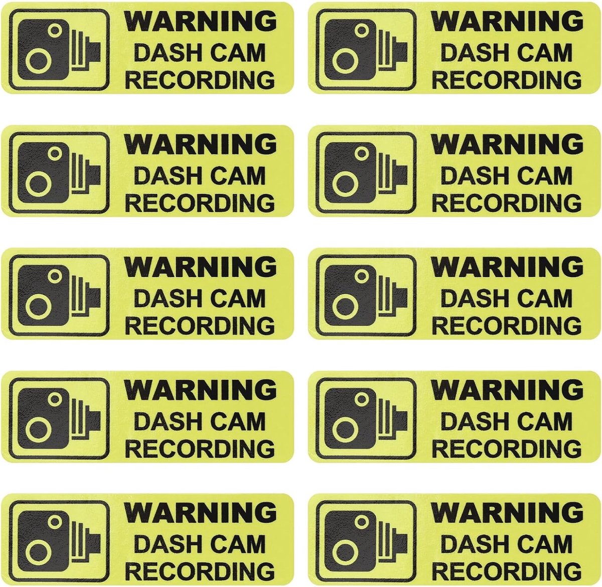 10 x 89 x 28 mm pvc-dashcam-stickers voor dashboard-camera-opnames, auto-buitenopnames