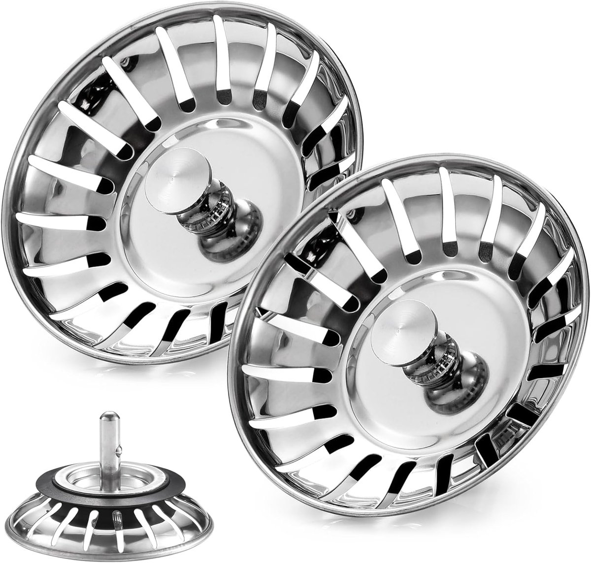 stekker, zeef, roestvrij staal, zeef, wastafel, stekker, vervanging, afvoerstop, keukengootsteen, plug voor levensmiddelen, haarvanger, gatdiameter 79/80 mm