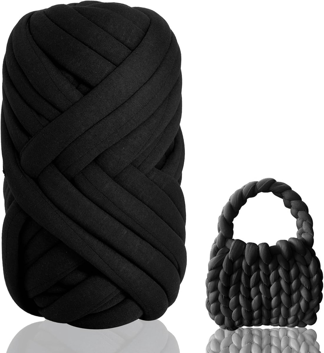 XXL breiwol, 500 g, voor handbreien, breigaren, haakwol, slanggaren om te haken, voor dek, grof gebreid, zacht wolgaren, huisdier, bed, bank, roving garen, zwart