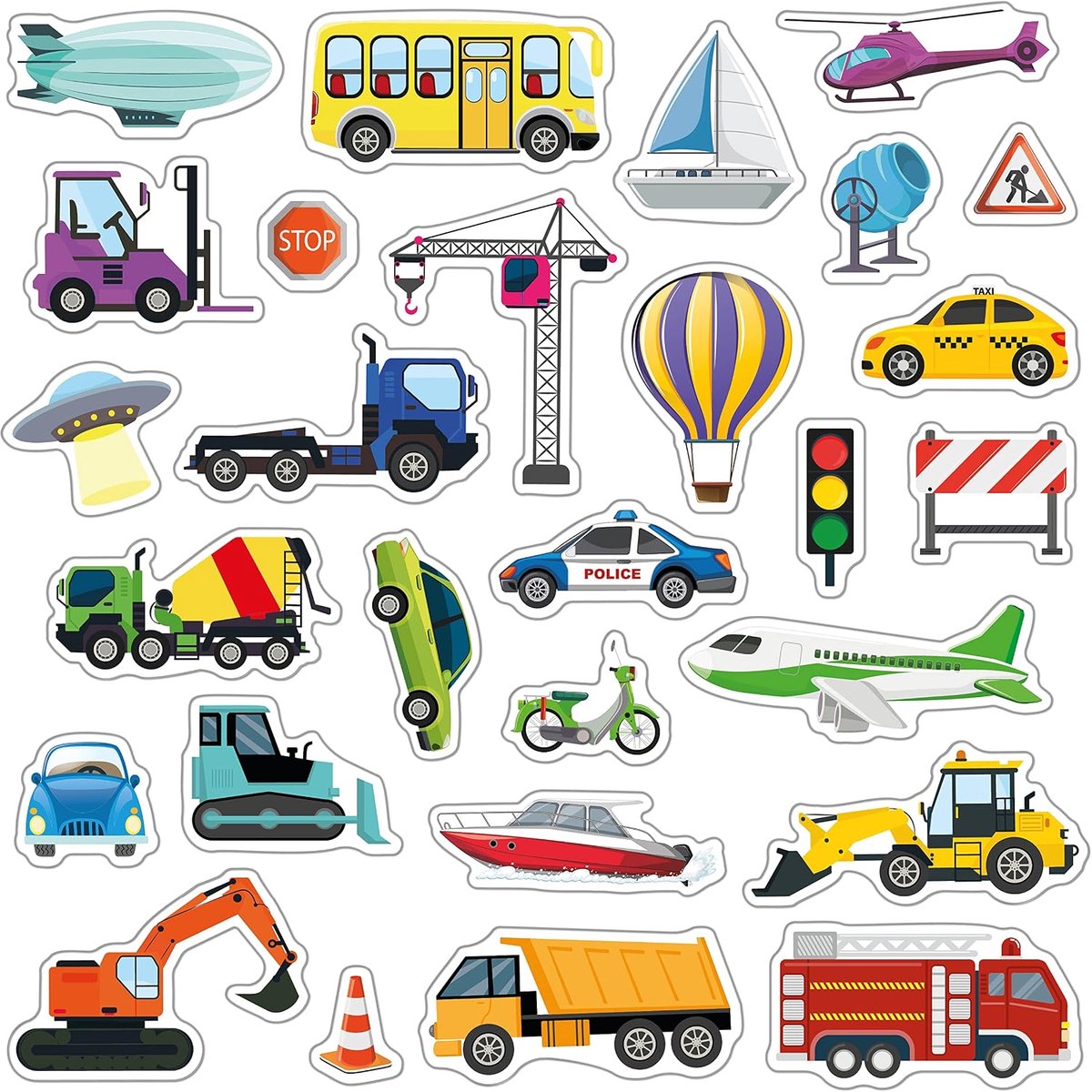 Gel Clings Stickers Home Decor zelfklevend Vinyl Verwijderbaar en Herbruikbaar Perfect Voor Geschenken Makkelijk te Gebruiken Muur Woonkamer Bouw en stadsvervoer 28pcs Multicoloured