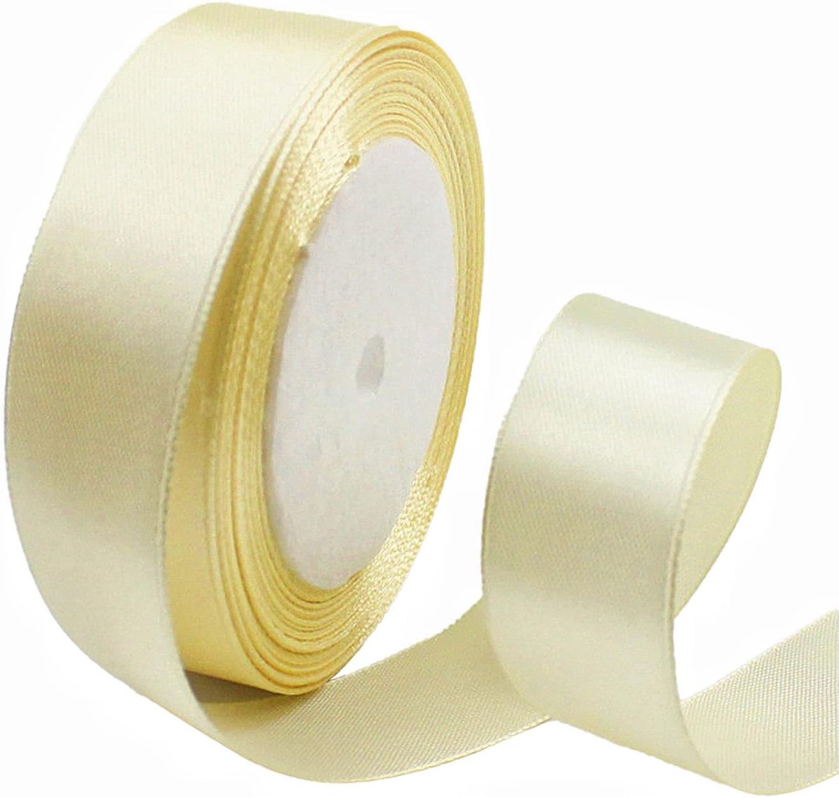 Lint Ivoorwit 25mm,22 Meters Satijnen Linten, Decoratie Zijden Linten, Cadeaulint, Autolint,Stoffen Linten van Zijde en Satijn, voor Bruiloft, Feest, Verjaardag,Valentijn Party