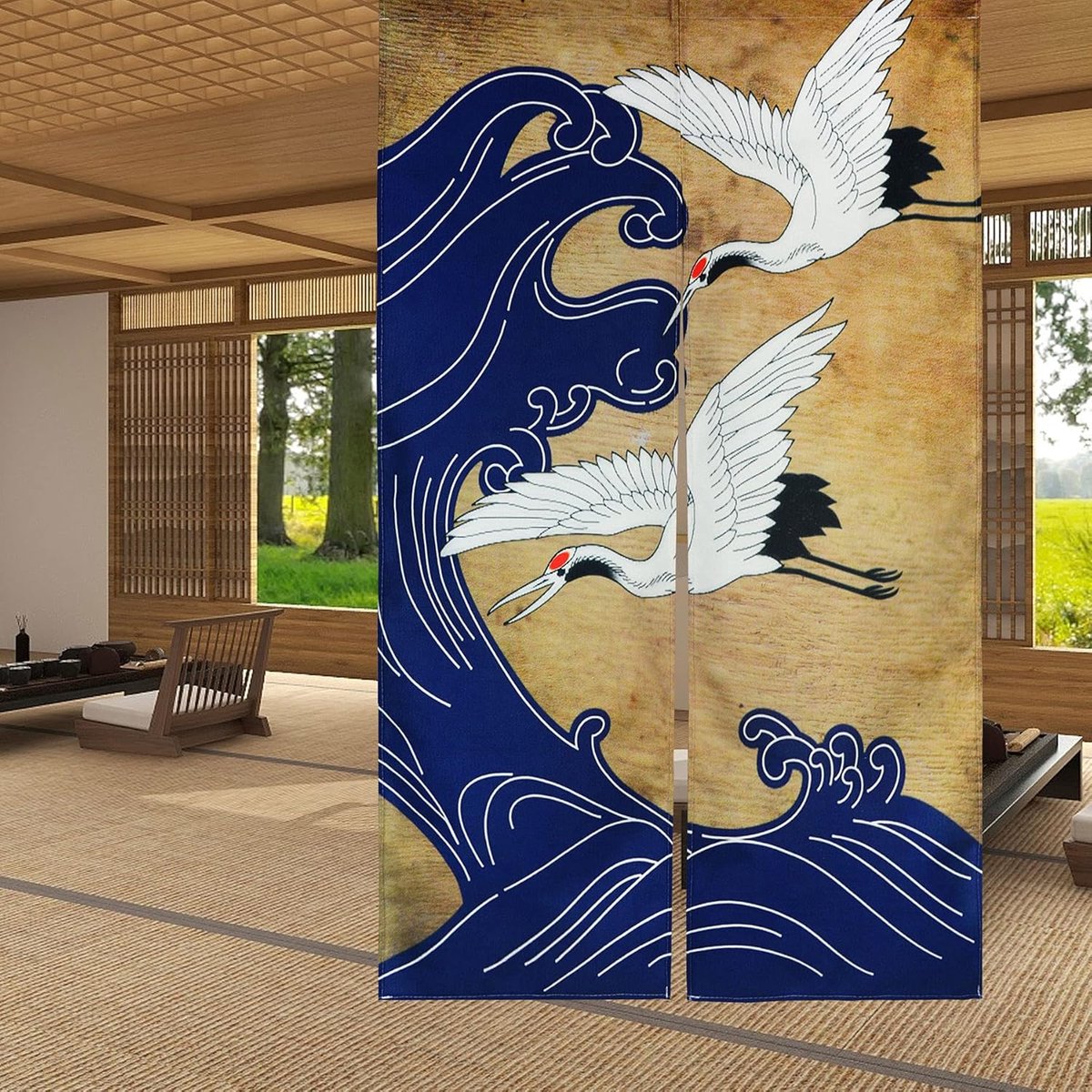 Noren Japanse stijl deuropeningsgordijn kraan bedrukt katoen linnen raambekleding deurtapijt voor huisdecoratie 85 x 150 cm