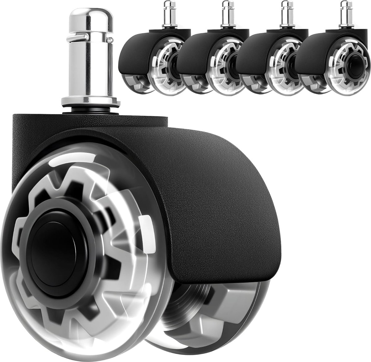 5 Wieltjes voor Bureaustoel 11 mm x 22 mm, Bureaustoel Wieltjes, Super Stil en Zacht voor Harde Vloeren (Grijs)