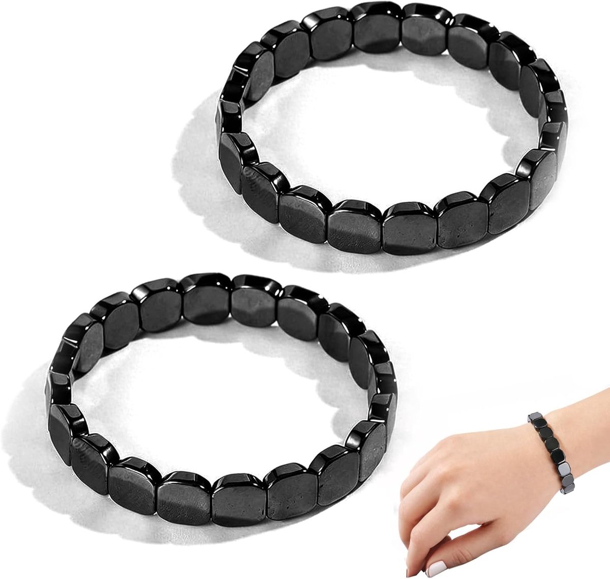 armband heren 2 stuks energie stenen kralen herenarmband set zwart natuursteen armband universele maat stijlvol accessoire voor business sport dagelijks gebruik meditatie