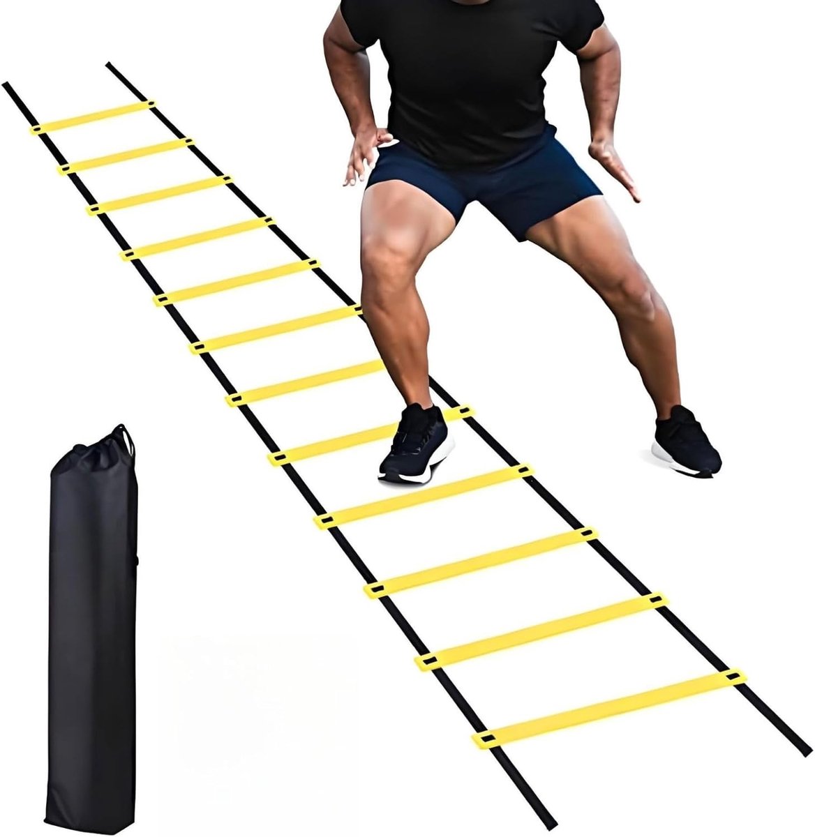Apostle coördinatieladder, 6 m coördinatieladder voor voetbaltraining, coördinatieladder, trainingsladder, voetbaltrainingsaccessoires, behendigheidstrainingstoestel, 12 sporten, met draagtas