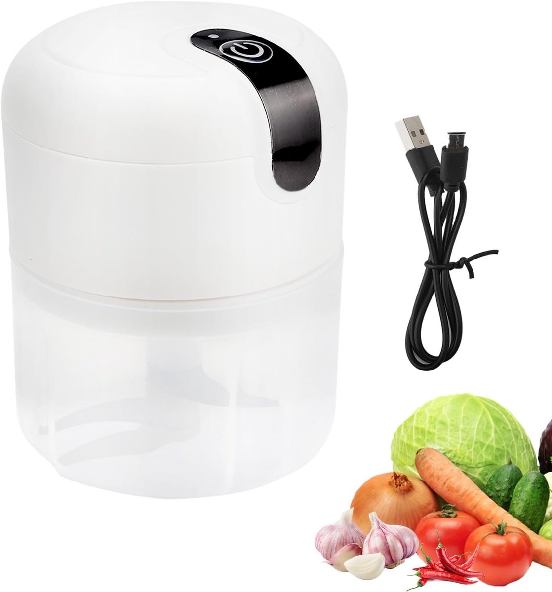 Elektrische Uienhakmachine 250 ml USB - Knoflookhakmachine voor Vlees, Uien, Knoflook en Gember