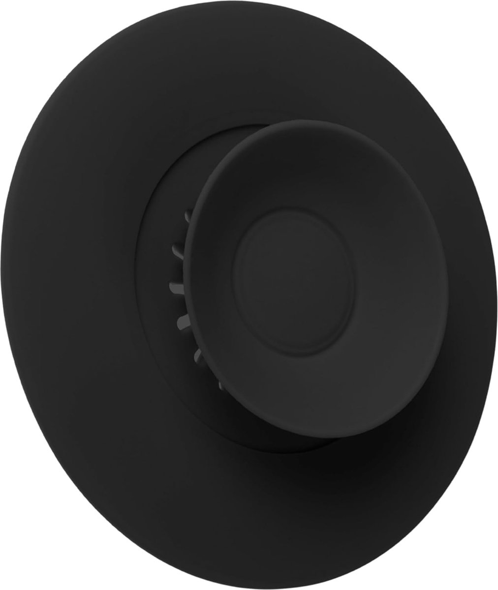 afvoerplug, 1 stuk, Ø 11 cm, zwart, siliconen, voor ventielafvoer tot Ø 100 mm, voedselresten- en haarzeef filter, afvoerzeef voor gootsteen, wastafel, badkuip, stopper badkamer keukenset