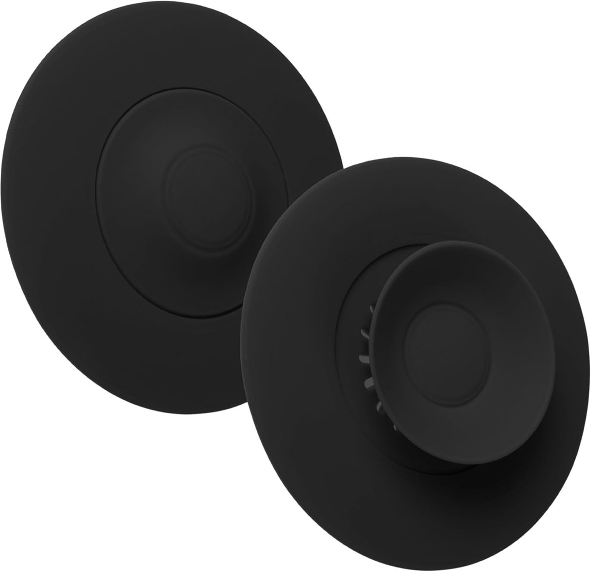 afvoerplug, 2 stuks, Ø 11 cm, zwart, siliconen, voor ventielafvoer tot Ø 100 mm, met zuignappen, voedselresten- en haarzeef filter, afvoerzeef voor gootsteen, wastafel, badkuip