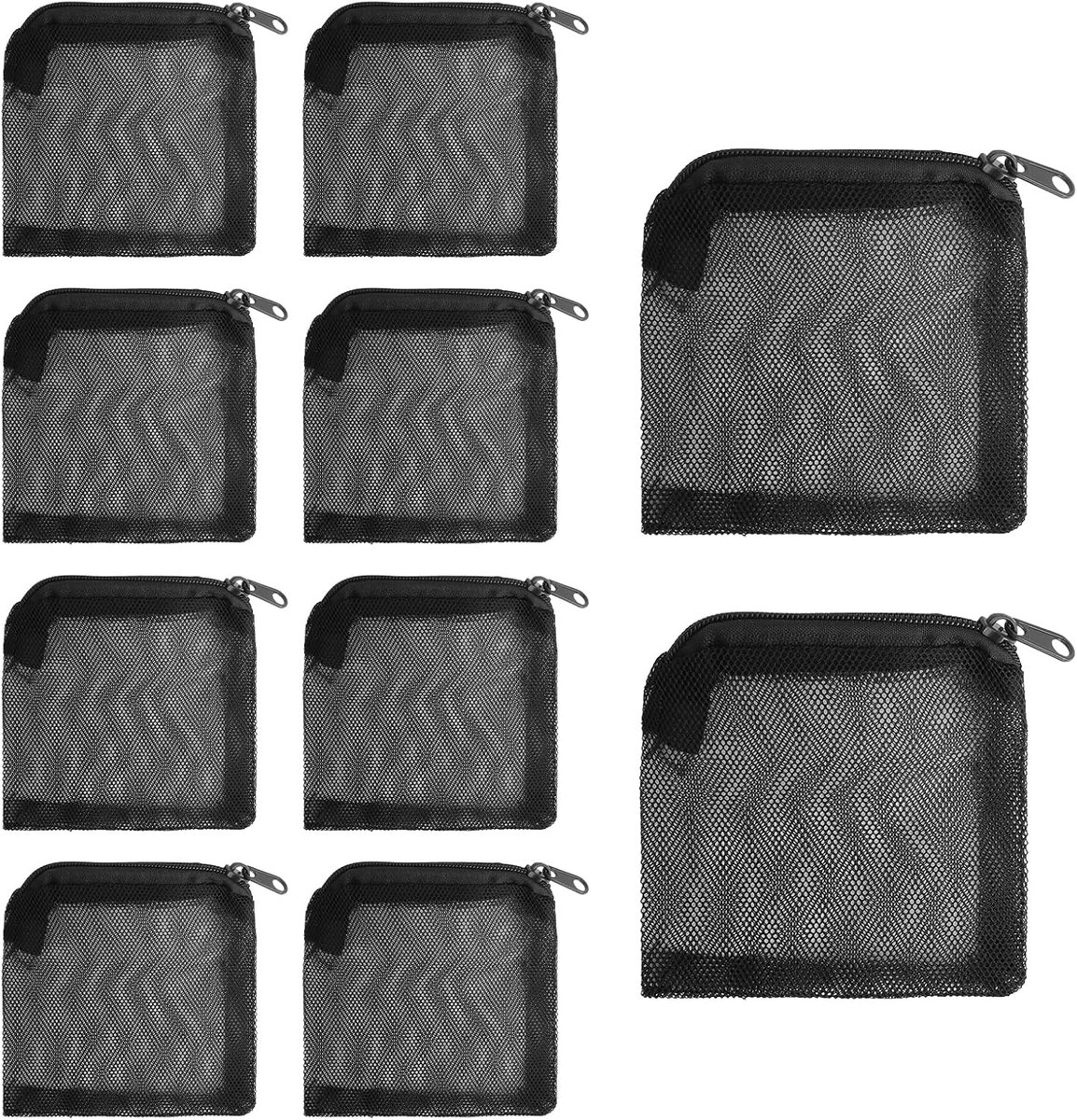10 stuks aquariumfilterzakken, 10 x 10 cm netfilterzakken voor aquaria, filtermediazakken van netweefsel, fijn net met ritssluiting, herbruikbare kleine netzakken voor actieve koolfilterstenen