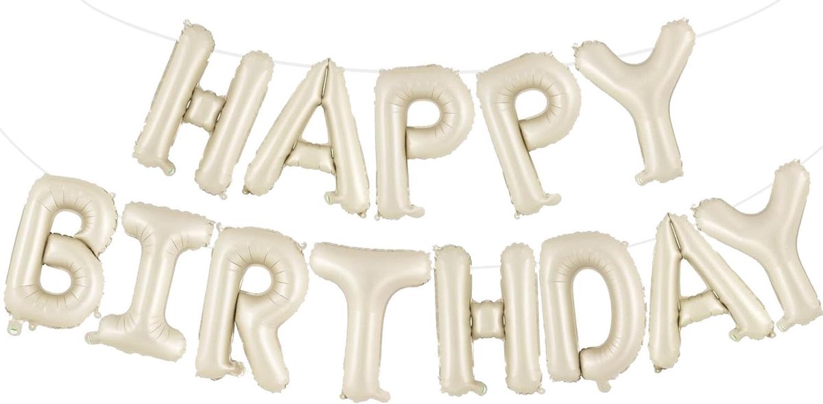 Happy Birthday banner beige, 40,6 cm Happy Birthday, banner voor jongens, meisjes en volwassenen, verjaardags- en feestdecoraties