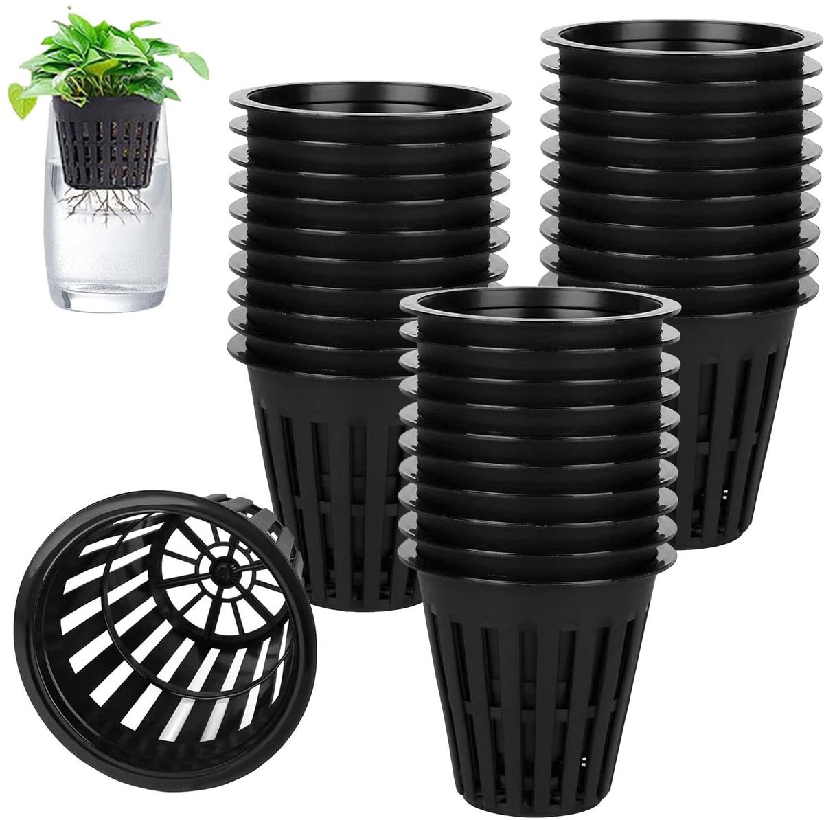 Hydrocultuurpotten, 30 stuks, hydrocultuur-netpotten, tuinmanden, hydrocultuurmand, hydrocultuurmand voor groenten, planten, bloemen (30 stuks)