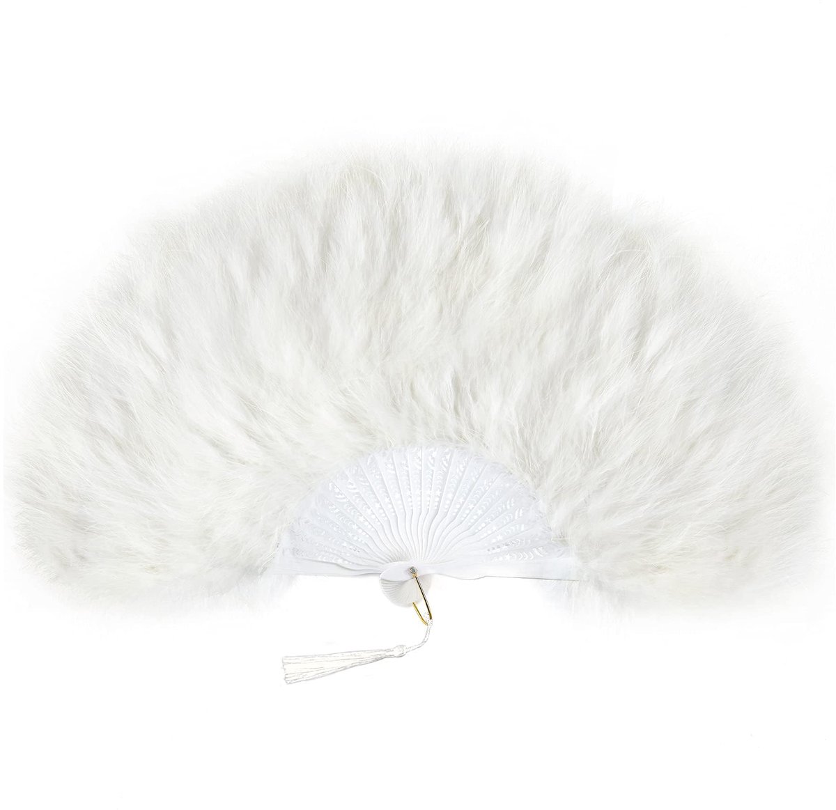 1920s Marabouveer waaier, flapper-stijl, inklapbare handwaaiers, handwaaier met veer, draagbaar voor jaren '20 vintage Gatsby-feest, ivoor