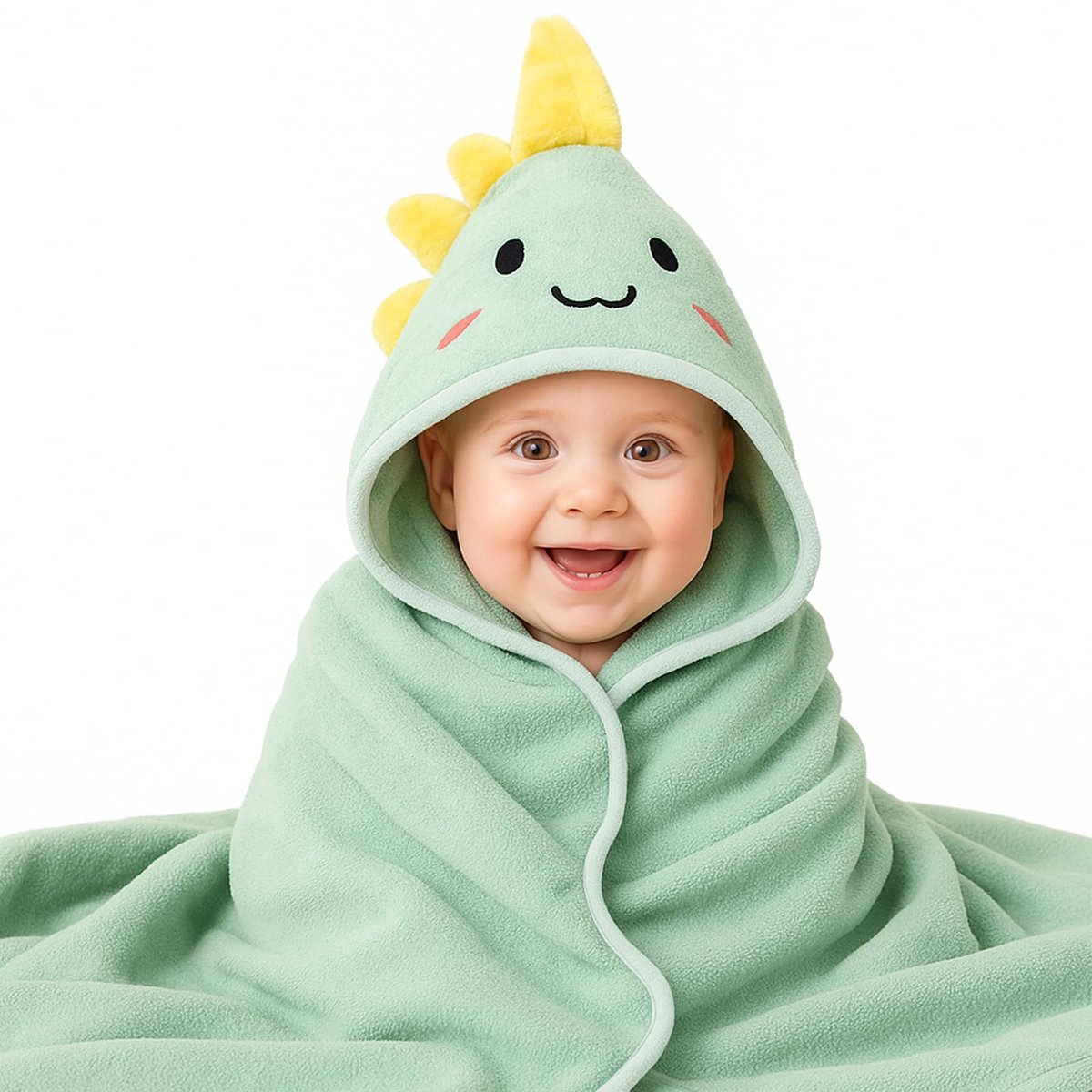 Capuchonhanddoek voor baby's, 80 x 80 cm, zachte absorberende babybadhanddoek met capuchon van coral fleece, grote badhanddoek voor pasgeborenen, peuters, om te baden en te wikkelen